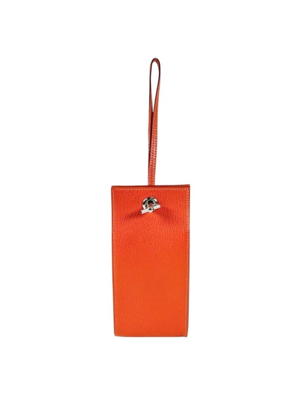 Hermes Vespa Pouch Garet Case Chevre Mysore Leather Orange Silver